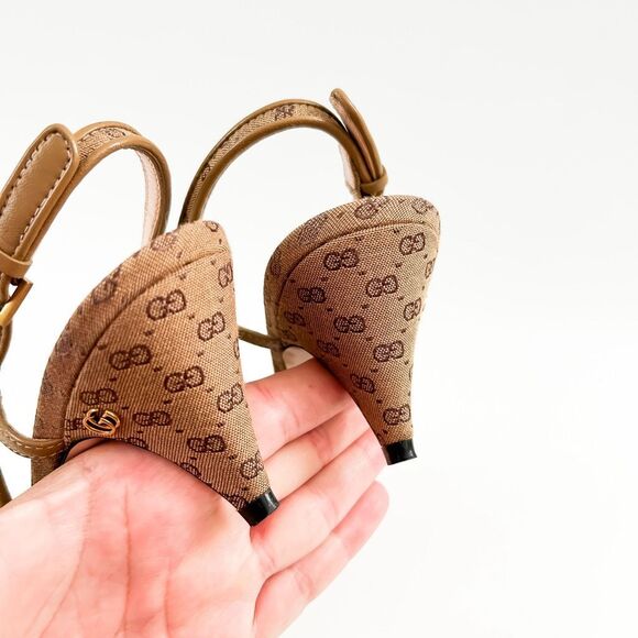 Gucci GG Monogram Slingback Heels Chevron Quilted Mignon Size 36.5, 6.5 - Picture 6 of 12